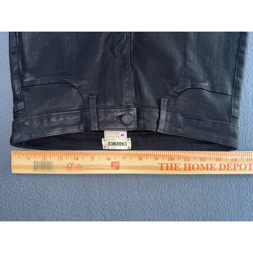 L'AGENCE Jyothi High Rise Coated Skinny Jeans Noir Black Split Hem Size 28 - Picture 7 of 8